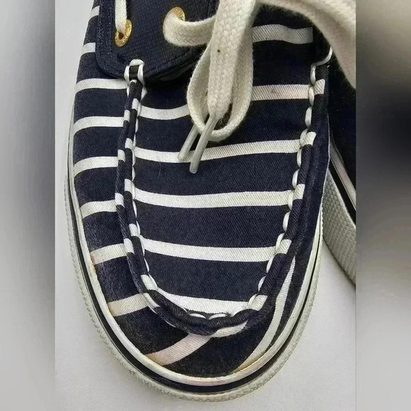 Sperry Top-sider Womens Size 7 Biscayne Navy and White Striped Loafers - Picture 9 of 10